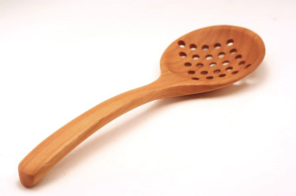 Wooden Big Mouth Straining Spoon