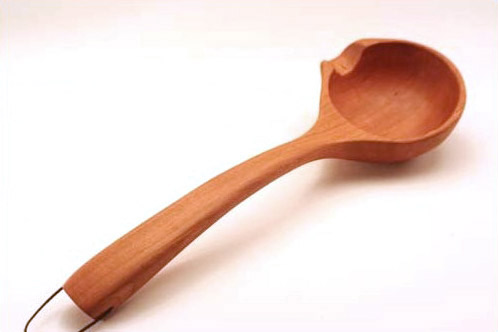 Deep Wooden Sertving Spoon with Spout